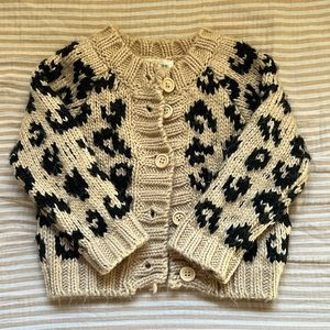 NWOT Blueberry Hill Leopard Cardigan, size 12-24 months